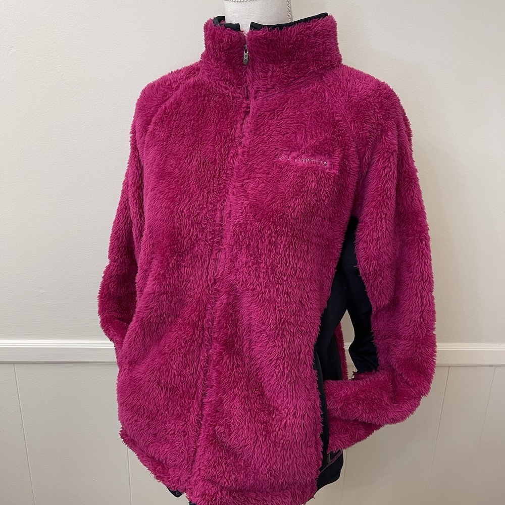 Columbia Women's Pink Full Zip Fleece Coat Pockets Large
